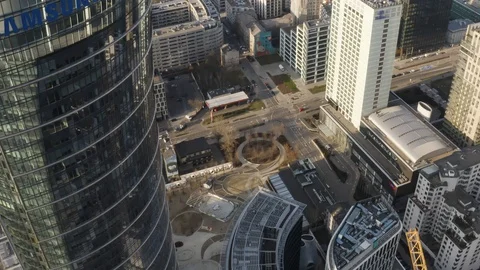 Drone 4k. View of city during Coronavirus. Warsaw in Poland Stock Footage 129152970