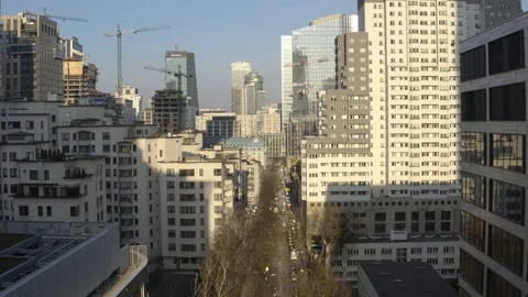Drone 4k. View of city during Coronavirus. Warsaw in Poland Stock Footage 129153129