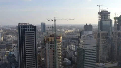Drone 4k. View of city during Coronavirus. Warsaw in Poland Stock Footage 129153144