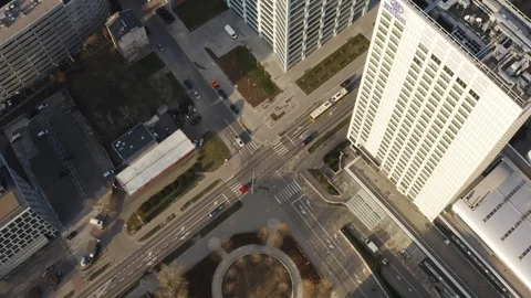Drone 4k. View of city during Coronavirus. Warsaw in Poland Stock Footage 129153173