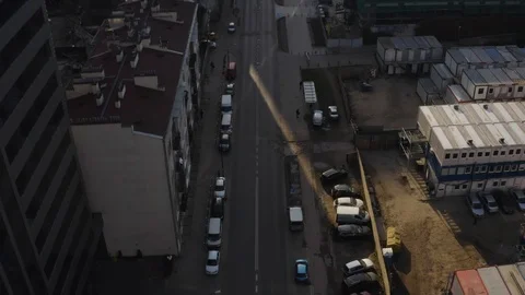 Drone 4k. View of city during Coronavirus. Warsaw in Poland Stock Footage 129153278