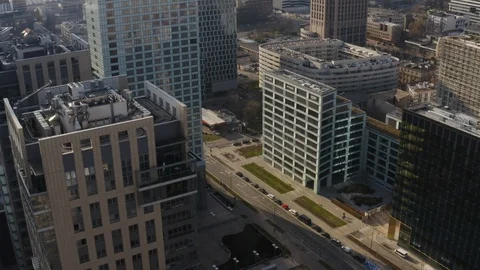 Drone 4k. View of city during Coronavirus. Warsaw in Poland Stock Footage 129153535