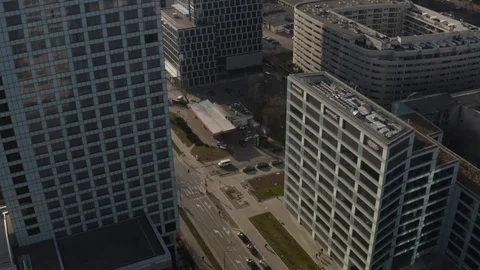 Drone 4k. View of city during Coronavirus. Warsaw in Poland Stock Footage 129153576