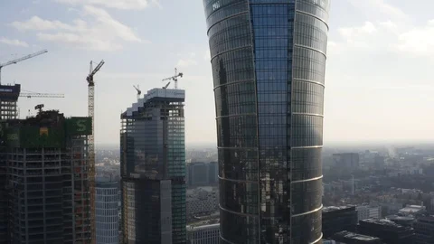 Drone 4k. View of city during Coronavirus. Warsaw in Poland Stock Footage 129153742