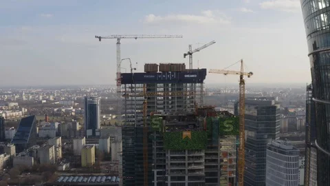 Drone 4k. View of city during Coronavirus. Warsaw in Poland Stock Footage 129153839