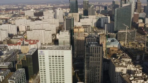 Drone 4k. View of city during Coronavirus. Warsaw in Poland Stock Footage 129154013