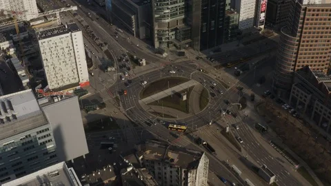 Drone 4k. View of city during Coronavirus. Warsaw in Poland Stock Footage 129154080