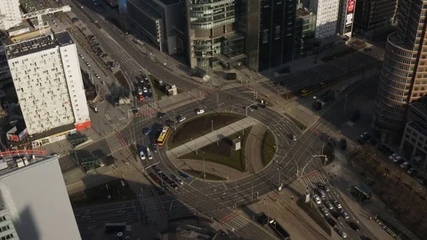 Drone 4k. View of city during Coronavirus. Warsaw in Poland Stock Footage 129154139