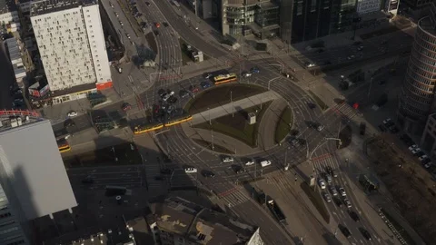 Drone 4k. View of city during Coronavirus. Warsaw in Poland Stock Footage 129154170