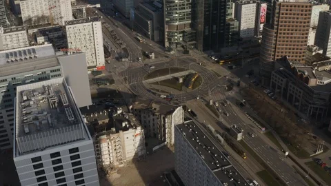 Drone 4k. View of city during Coronavirus. Warsaw in Poland Stock Footage 129154176