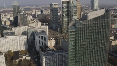 Drone 4k. View of city during Coronavirus. Warsaw in Poland Stock Footage 129154511