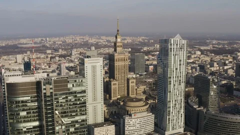 Drone 4k. View of city during Coronavirus. Warsaw in Poland Stock Footage 129216300