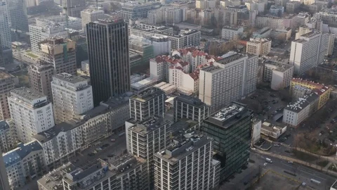 Drone 4k. View of city during Coronavirus. Warsaw in Poland Stock Footage 129216368