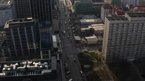 Drone 4k. View of city during Coronavirus. Warsaw in Poland Stock Footage 129216439