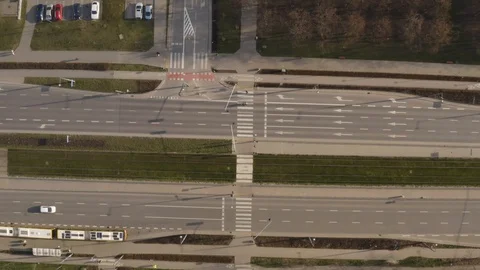 Drone 4k. View of city during Coronavirus. Warsaw in Poland Stock Footage 129216471