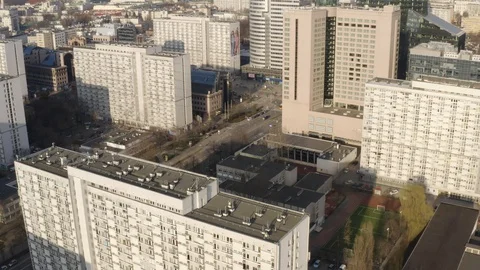 Drone 4k. View of city during Coronavirus. Warsaw in Poland Stock Footage 129216728