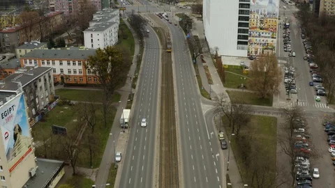 Drone 4k. View of city during Coronavirus. Warsaw in Poland Stock Footage 129217828