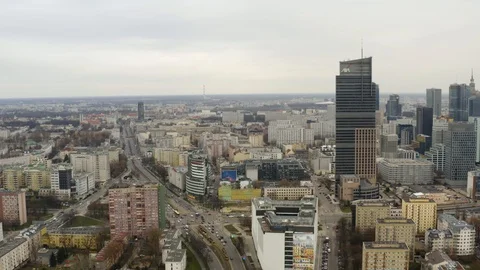 Drone 4k. View of city during Coronavirus. Warsaw in Poland Stock Footage 129217959