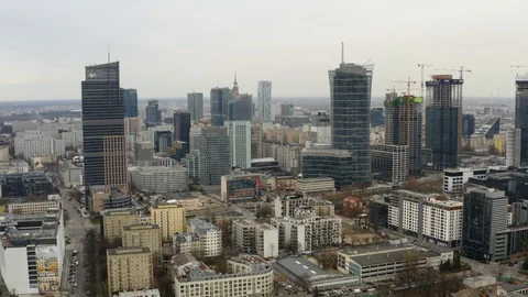 Drone 4k. View of city during Coronavirus. Warsaw in Poland Stock Footage 129218359