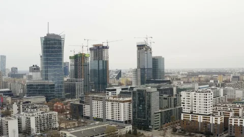 Drone 4k. View of city during Coronavirus. Warsaw in Poland Stock Footage 129218687