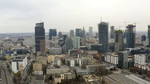 Drone 4k. View of city during Coronavirus. Warsaw in Poland Stock Footage 129218802