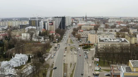 Drone 4k. View of city during Coronavirus. Warsaw in Poland Stock Footage 129218824