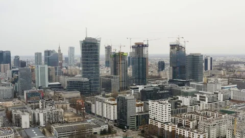 Drone 4k. View of city during Coronavirus. Warsaw in Poland Stock Footage 129218882
