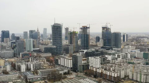 Drone 4k. View of city during Coronavirus. Warsaw in Poland Stock Footage 129219035