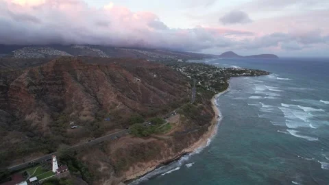 Drone 4k view of Diamond Head and the Kahala coast of Honolulu, Hawaii Stock Footage 254728421