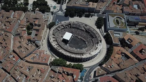 Drone 4K View of A Stadium In Nimes Stock Footage 100010977