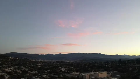 Drone 60fps - Sunrise over Mountains in East Los Angeles, Push-In 2 Stock Footage 146336929