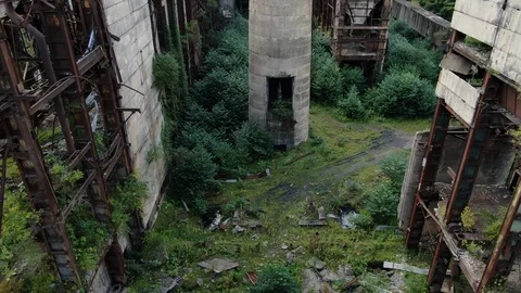 Drone abandoned Power plant. Ghost city aerial Stock-Footage 121164576