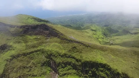Drone above Active Volcano mountain Soufriere in St Vincent, Caribbean Vídeo Stock 89459690
