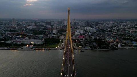Drone above Bangkok in the evening Stock Footage 270167799