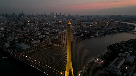 Drone above Bangkok in the evening Stock Footage 270167802