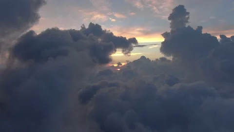 Drone above the clouds  with sunset Stock Footage 237612213