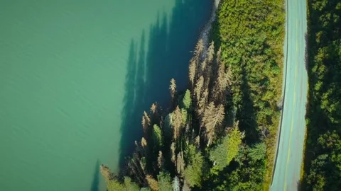 Drone above lake in Canada Stock Footage