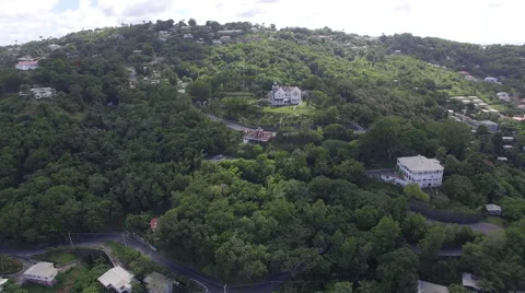 Drone above mountain homes Stock Footage 63453549