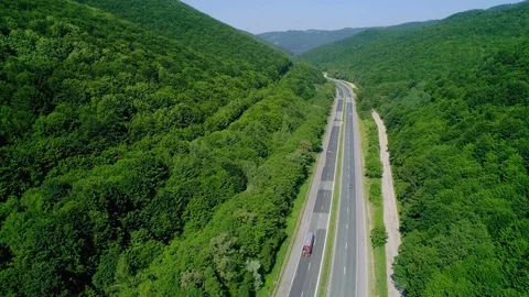 Drone above a mountain road Stock Footage 113393758