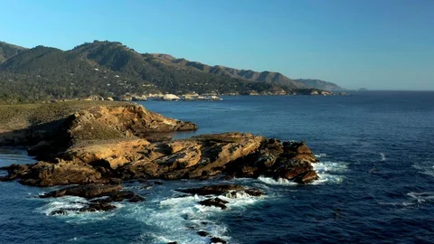 Drone Above Point Lobos, Central California Beach Coast Stock Footage 127590166