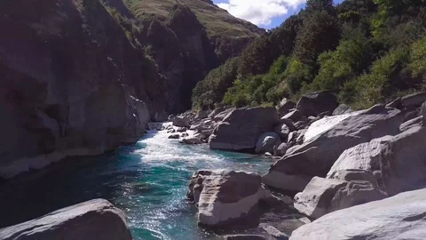 Drone above rapid river Stock Footage 90280902