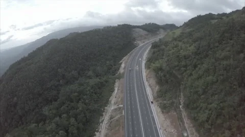 Drone above roads in mountain Stock Footage 62526007