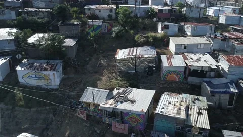 Drone across township Stock Footage 155725516