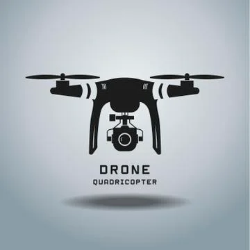 Drone with action camera, logo vector Stock Illustration