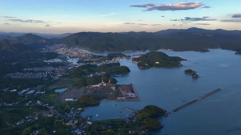 Drone Advance Over Sukumo Bay and Coastal Town in Kochi, Japan Stock Footage 342254657