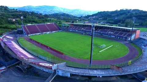 Drone Aerial 4K Flight view go on Tuscany Skyline City Stadium Stock-Footage 242808804