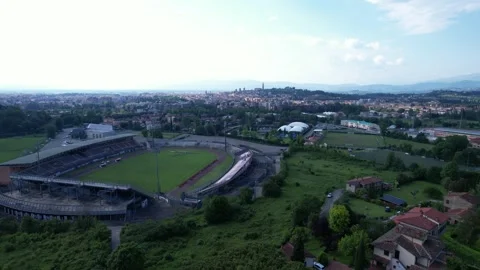 Drone Aerial 4K Flight view Pan Tuscany Skyline City Stadium Stock-Footage 242808817
