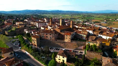 Drone aerial 4K orbit view Monte San Savino Italy Tuscany Stock Footage 188353152