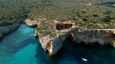 Drone Aerial Of Cala Varques, Mallorca Island, Spain Stock Footage 240848491