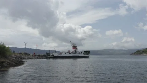 Drone Aerial of Calmac Ferry Loading Cars at Portavadie Vídeos de archivo 160447996